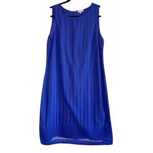W Lane Dress Blue Eyelet Sheath Dress Sleeveless Women’s Sz 10